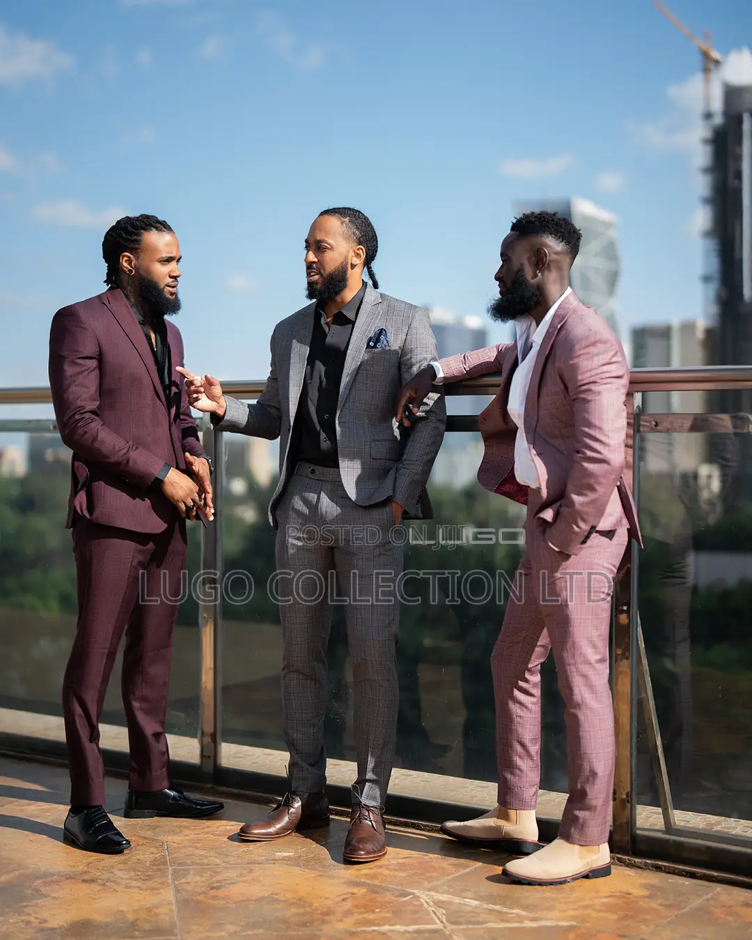 Men Suits Mauve Checked Slim Fit Suit