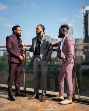 Men Suits Mauve Checked Slim Fit Suit