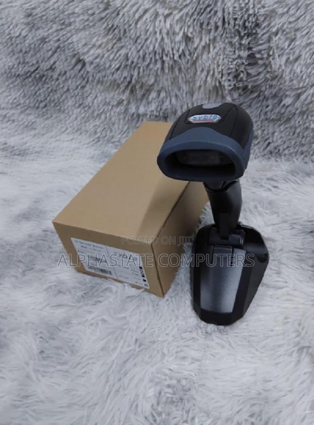 USB 2D Barcode Scanner Black With Stand - main view
