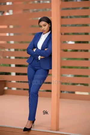 Women Suit Blue Pinstripe Trouser Suit