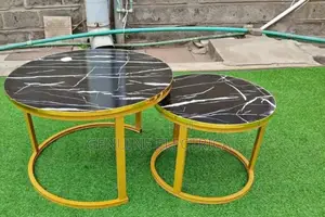 Black Nesting Coffee Table Marble Effect