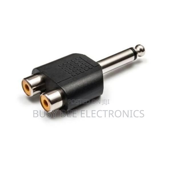 6.35 MM Mono Male Jack to Dual 2 RCA Female