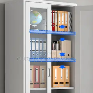 Cabinets:2-Glass Door Compact White Steel File Cabinet