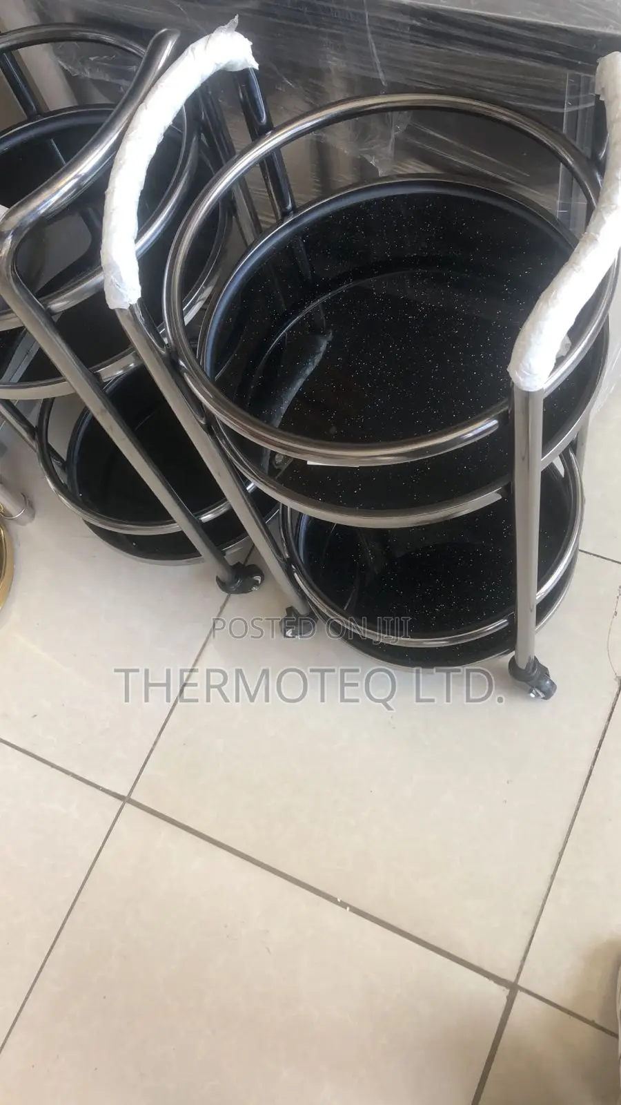 Round Serving Bar Cart Tea Trolley