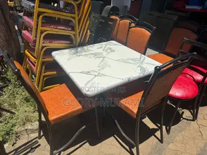 White Grey Marble Square Table And 4 Chairs