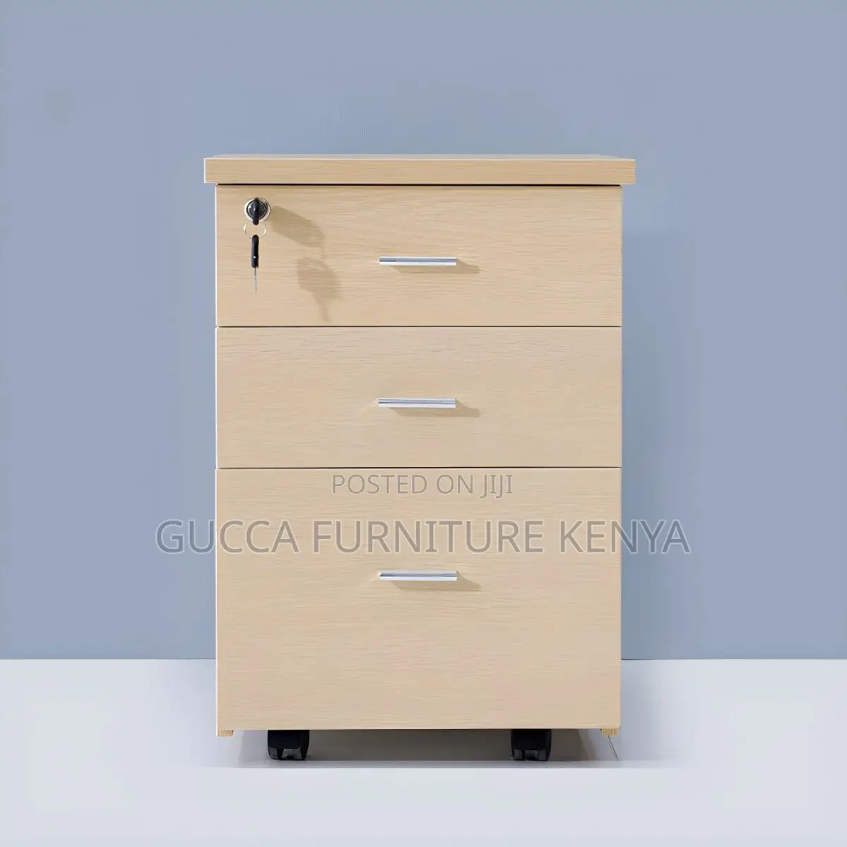 Cabinets: 3-Drawer Contemporary Wooden Pedestal Sideboard