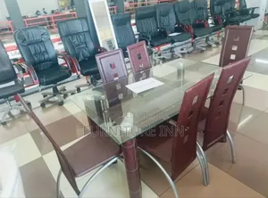 Sophisticated Glass 6 Seater Dining Table Set
