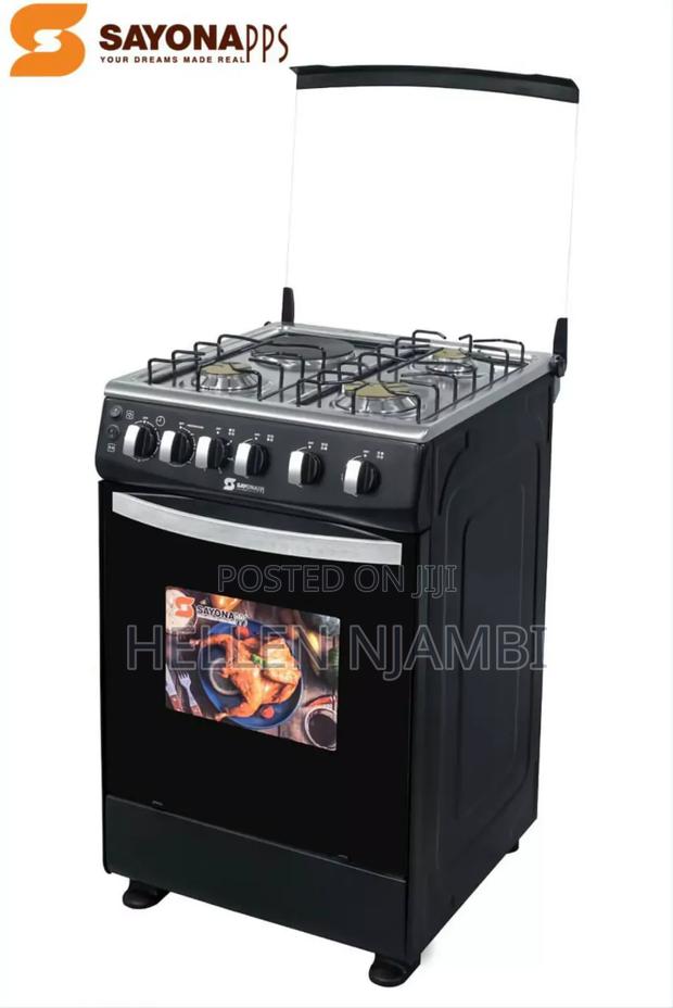 Black Sayona 3gas+1 Electric Plate Standing Cooker