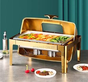 Rectangle Gold Rolltop Chaffing Dish - thumbnail 2