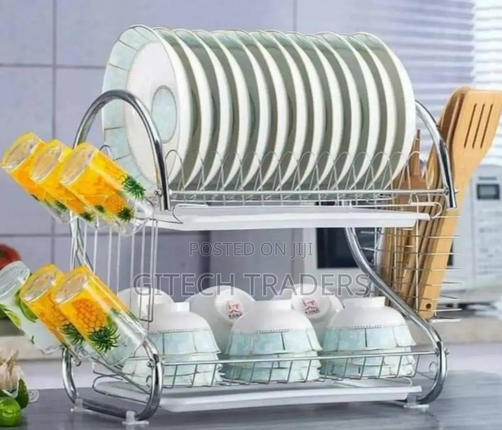 *Stainless Steel 2 Tier Dish Rac