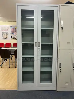 Office Cabinets; 2-Door Full Glass Steel Cabinet