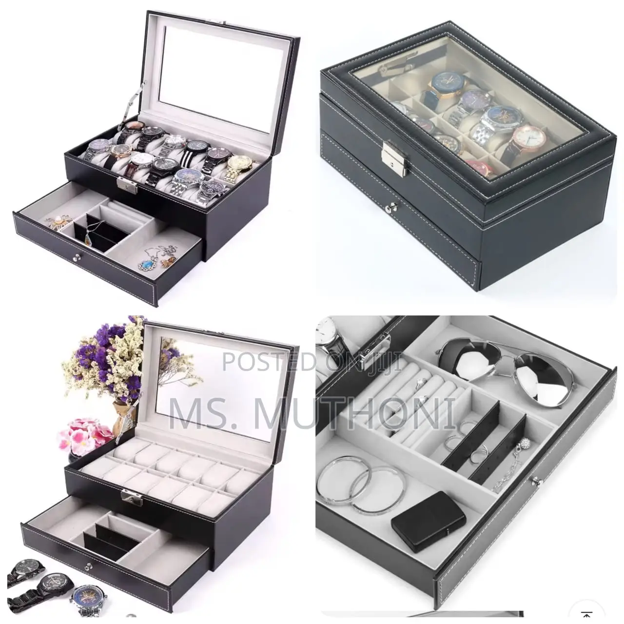Double Layer Watch Organizer/Storage Box With Lower Compar