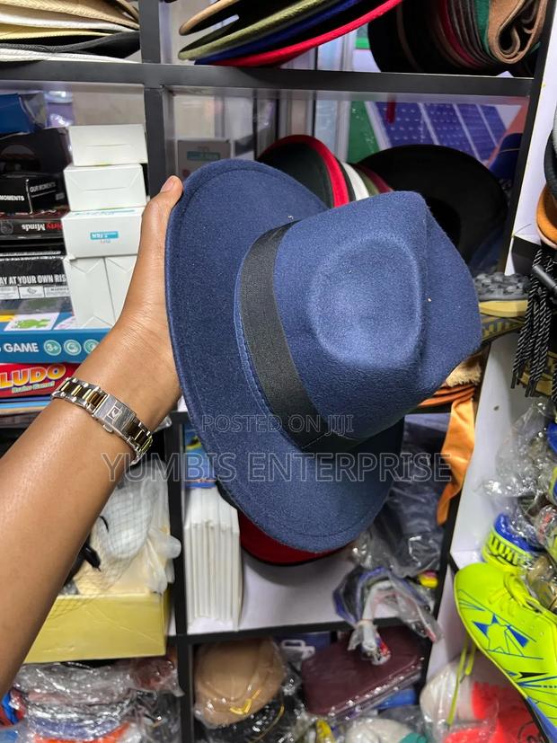 Unisex Wide/Brim Navy and Black Fedora Hats