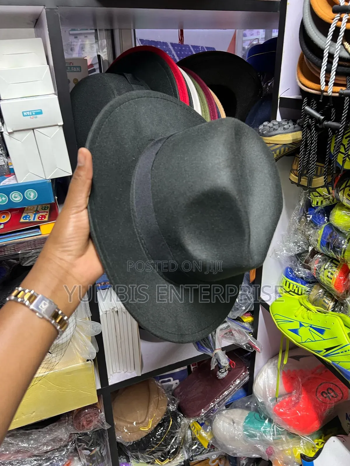 Unisex Wide/Brim Navy and Black Fedora Hats