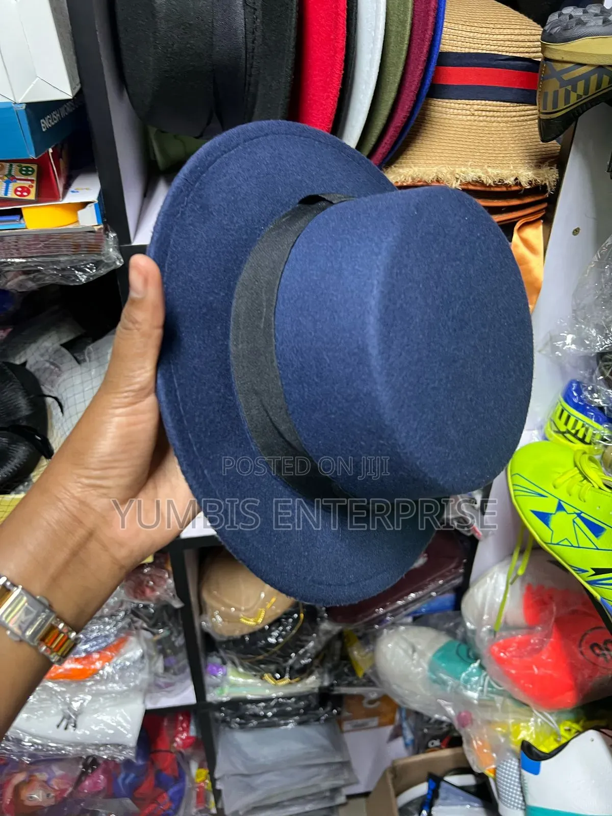 Color Black , Navy Flat Top Unisex Fedora Hats