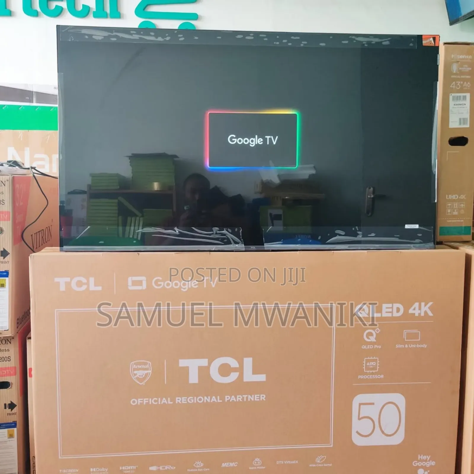 TCL 50′′ Qled Pro Uhd Google Tv Hdr10+ Frameless Screen