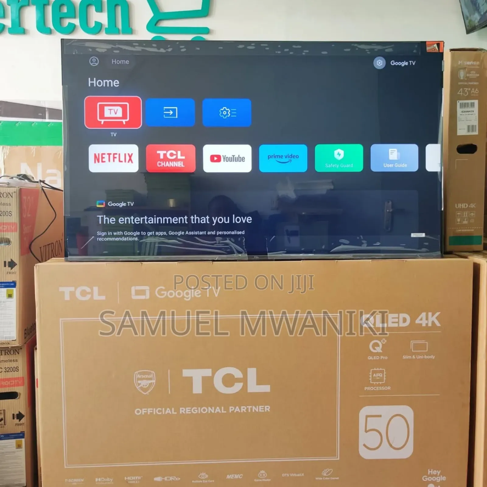 TCL 50′′ Qled Pro Uhd Google Tv Hdr10+ Frameless Screen
