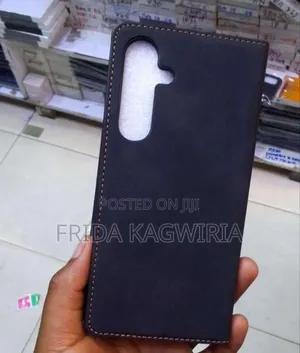 Samsung A16 Black Leather Flip Case With Kickstand & Pockets