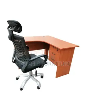 L Shape Wooden Office Desk and Chair