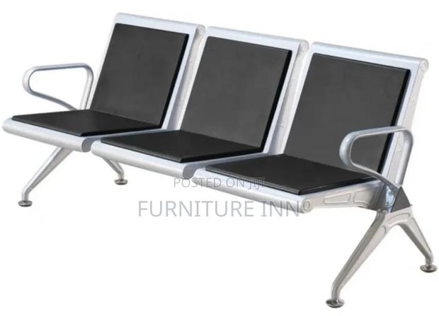 Comfortable 3-Link Heavy Padded Office Visitor Bench - main view