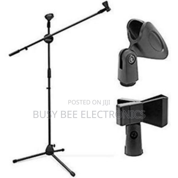 Adjustable Tripod Base Microphone Stand, With 2 Mic Holder - main view
