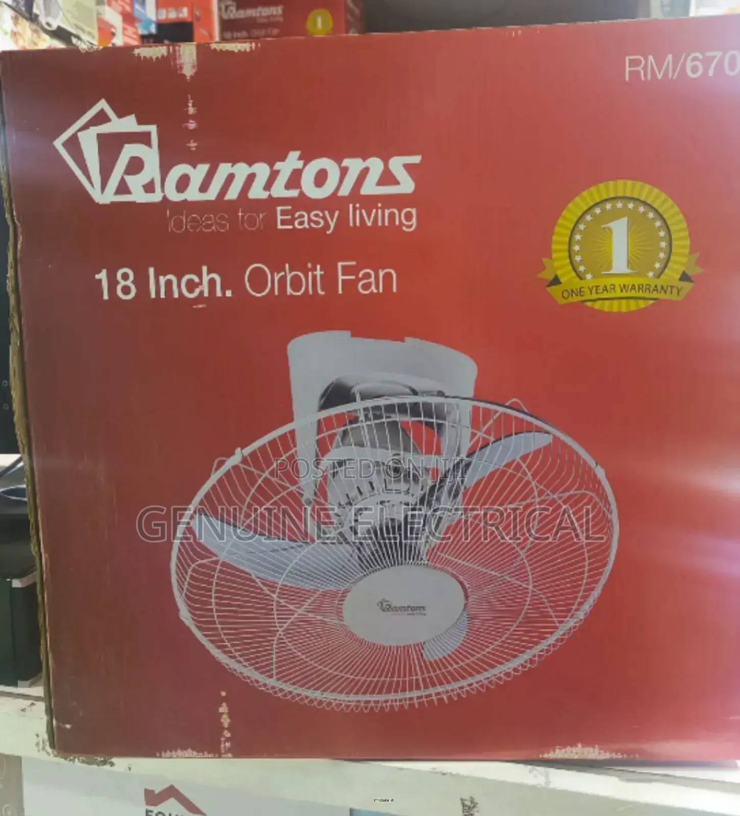 White 18 Inch Ramtons Orbit Fan (1yr Warranty) RM/F18F