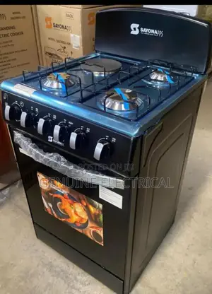 Black Sayona 3+1 Electric Plate Standing Cooker, Gas Ove S-B