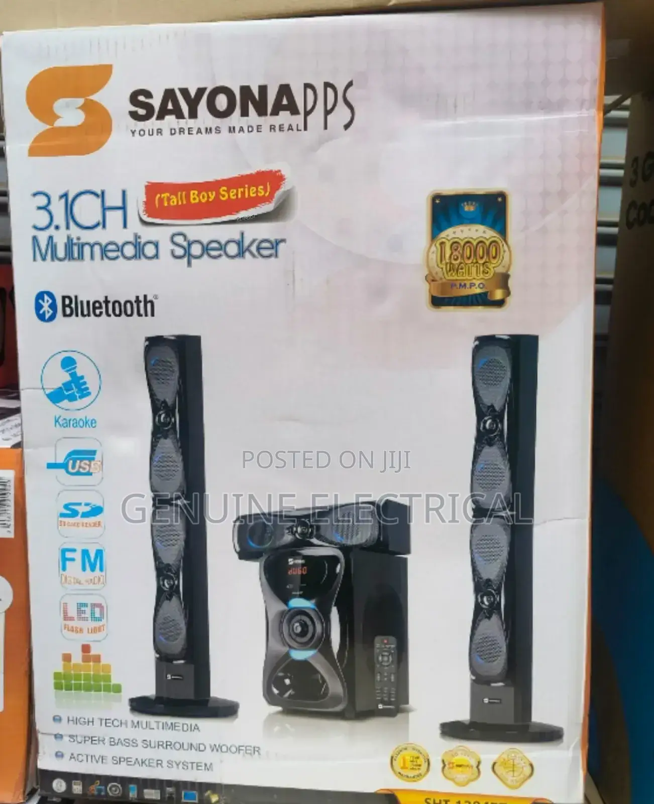 Sayona SHT-1204BT 3.1ch Subwoofer System Tallboy Speakers YN