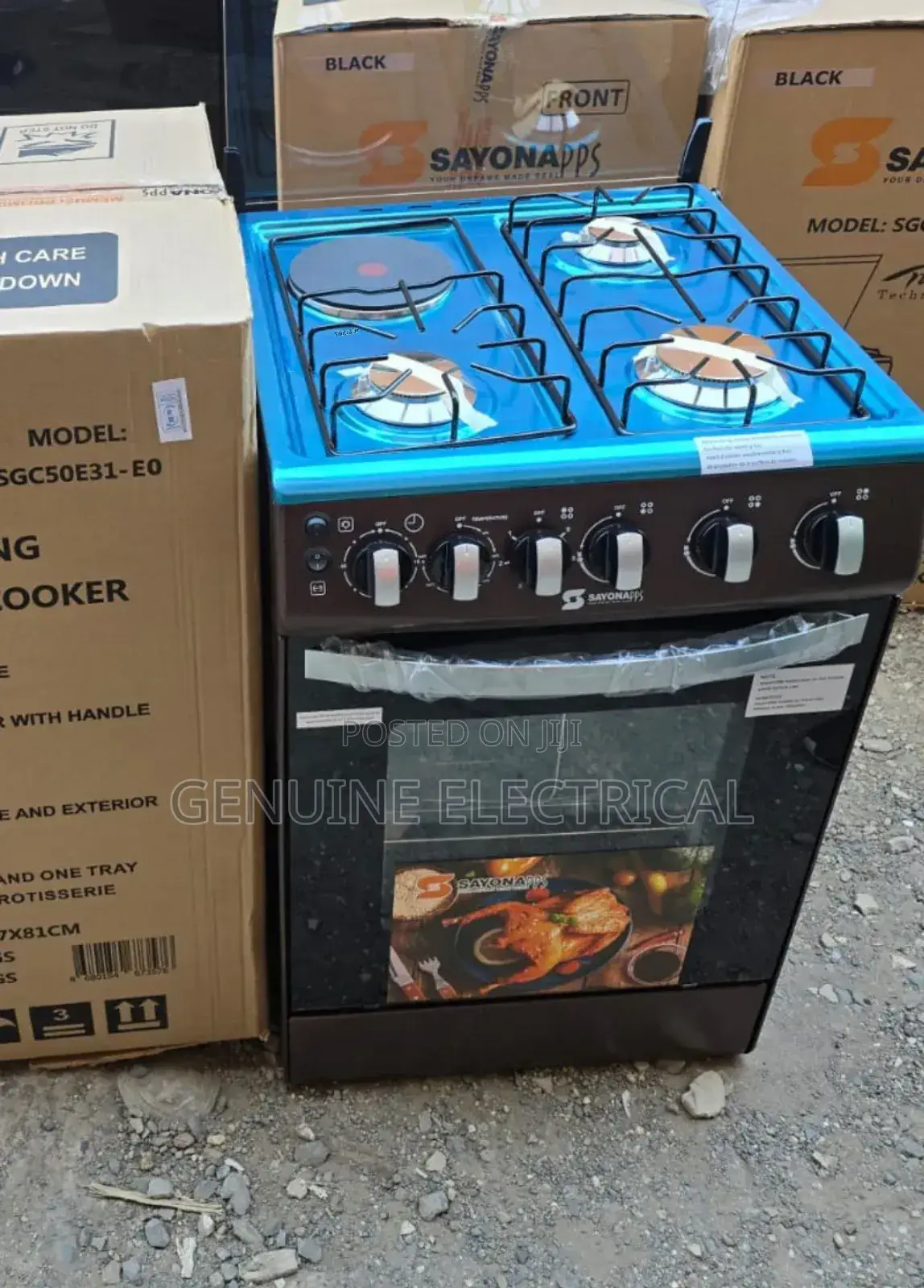 3G+1E Brown Sayona Electric Standing Gas Cooker S-B