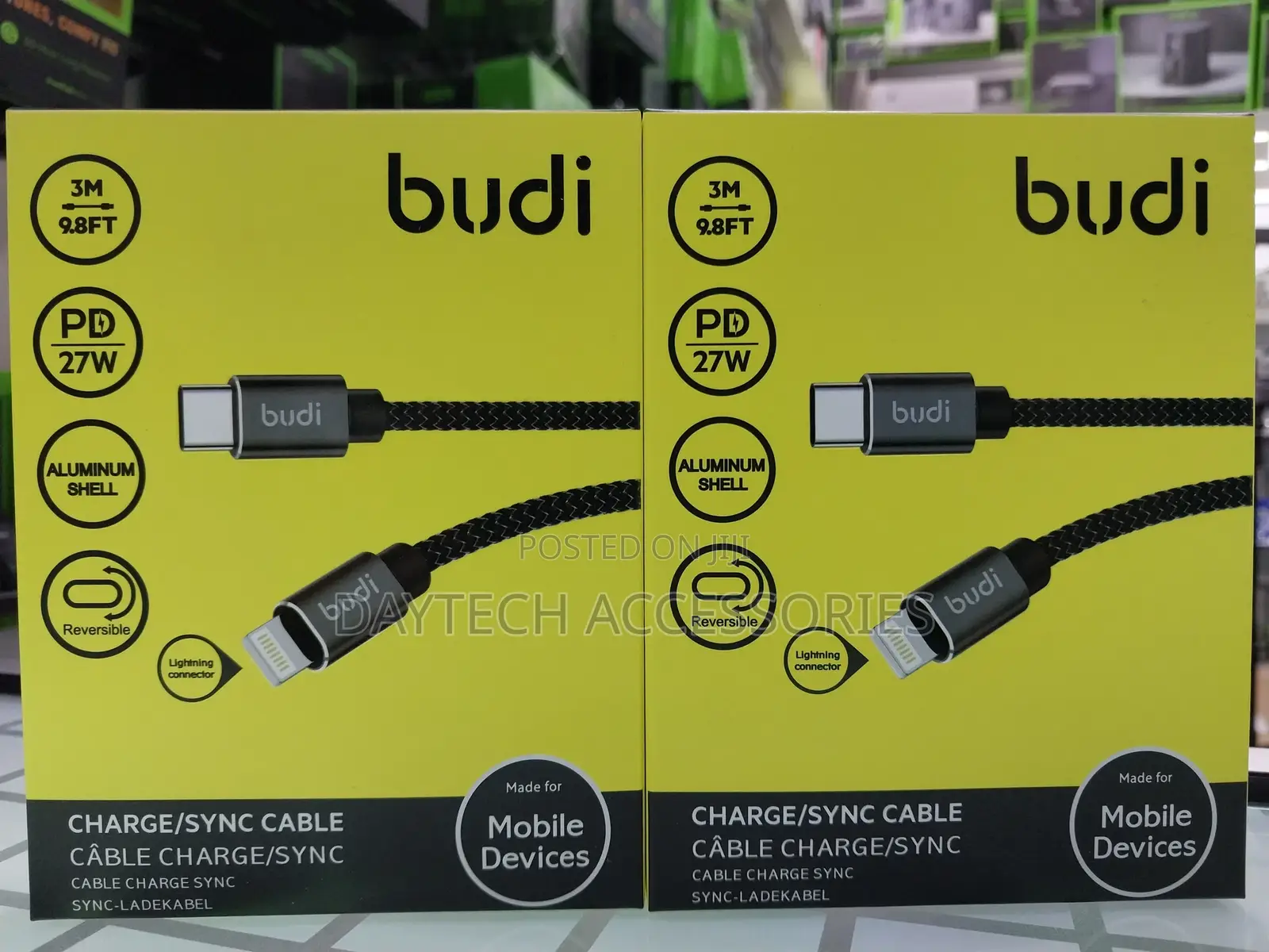 3m Budi Type-C to Lightning Braided Charging and Sync Cable