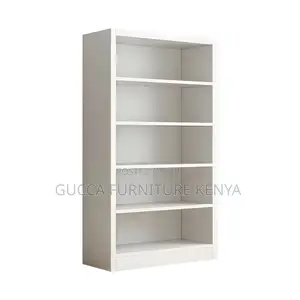 Cabinets: White Stylish Wood Bookcase With 4 Shelves