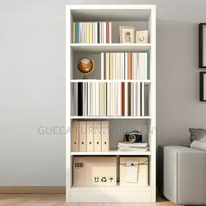 Cabinets: White Stylish Wood Bookcase With 4 Shelves