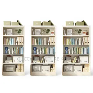 Cabinets: White Stylish Wood Bookcase With 4 Shelves