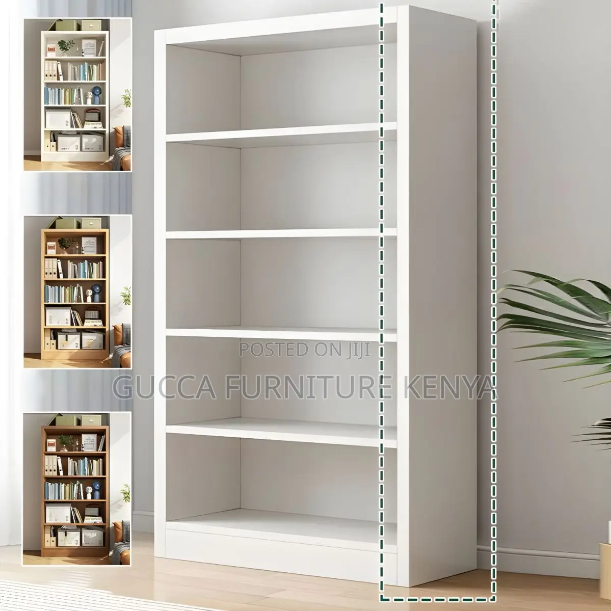 Cabinets: White Stylish Wood Bookcase With 4 Shelves