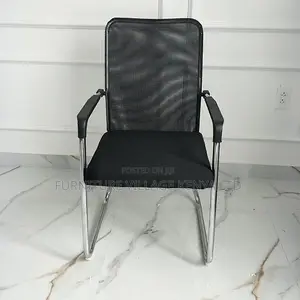 Guest Chairs; High-Back Mesh Office Visitor Seat in Black