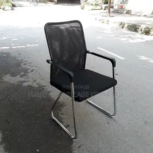 Guest Chairs; High-Back Mesh Office Visitor Seat in Black