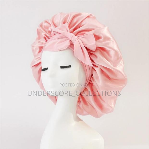 Ladies Pink and Emerald Green Bonnet With Bow - main view