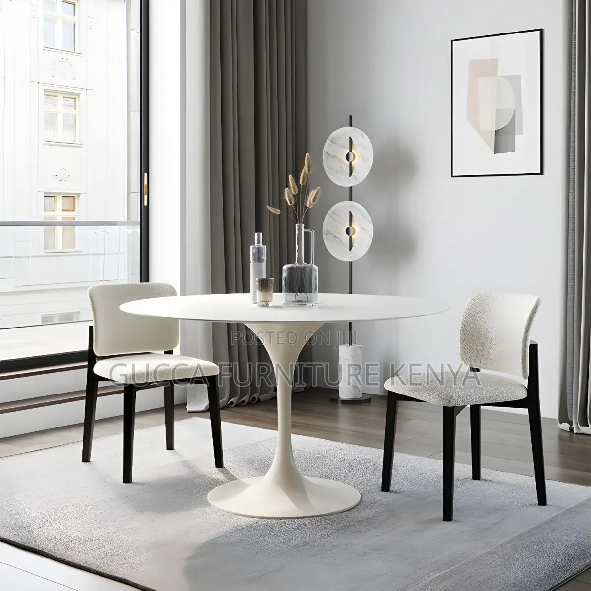 Dining Tables:Marble White Circular Tulip Dining Home Table
