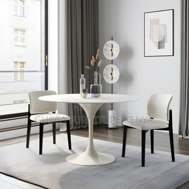Dining Tables:Marble White Circular Tulip Dining Home Table