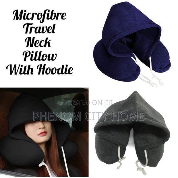 Restocked Microfiber Travel Neck Pillow With Hoodie Availabl