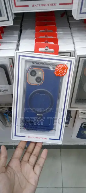 360° Invisible Magnetic Stand Blue Phone Case for iPhone 14