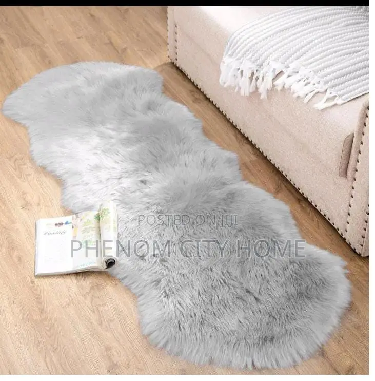 Grey Faux Fur Decor Bedside Mats Available