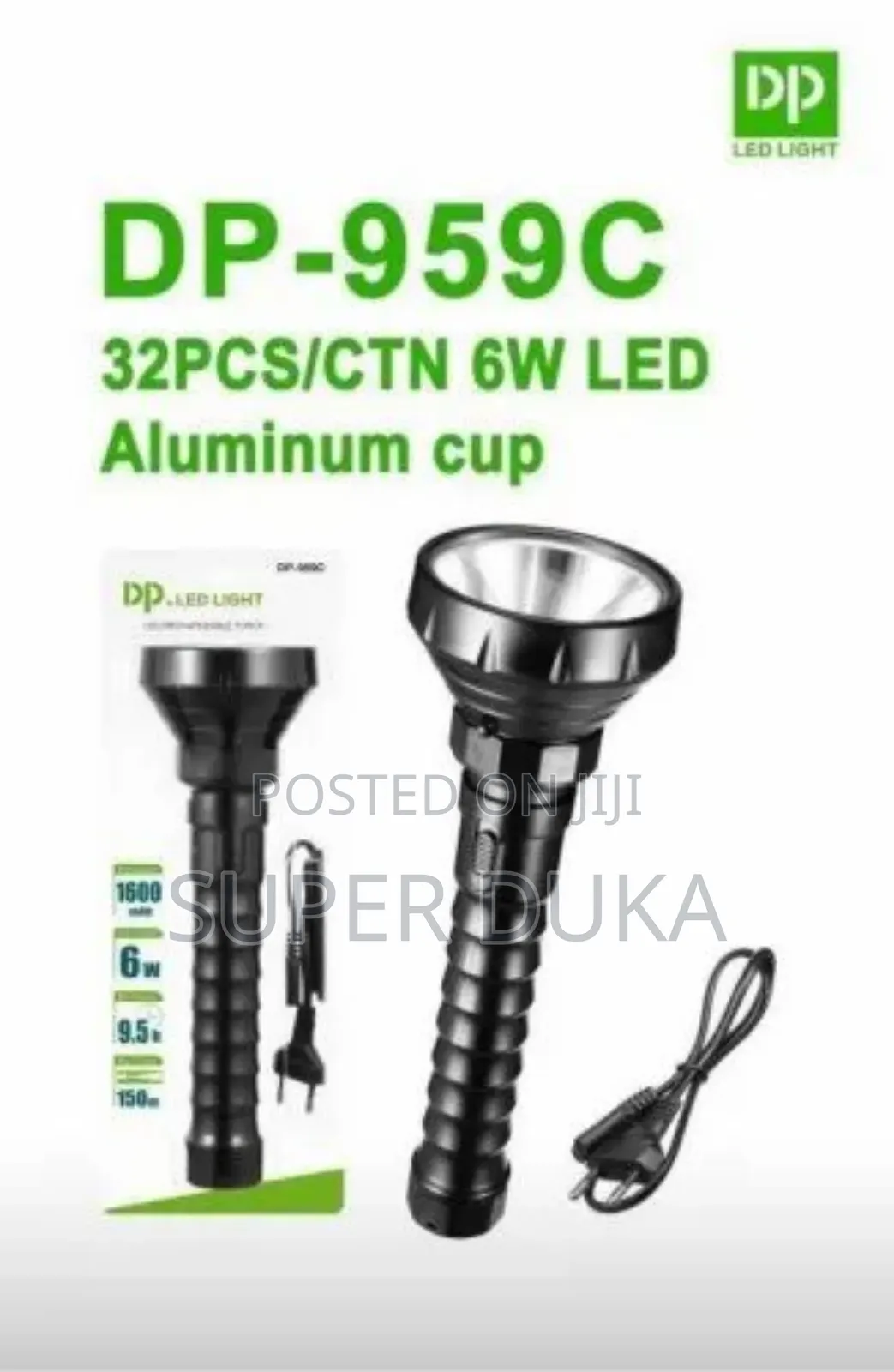 DP 959C LED Emergency Torch Light Rechargeable, Battery Type