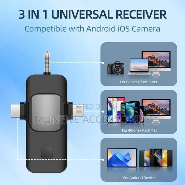 3 in 1 Wireless 10hour Microphone for iPhone,Camera, Android - thumbnail 3