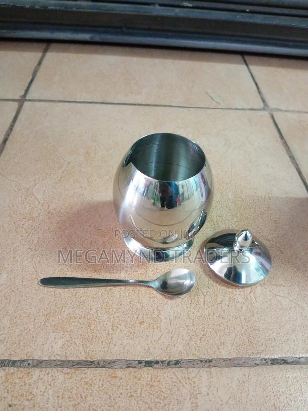 Stainless Steel Sugar Dish/ Egg Shape Seasoning Pot - thumbnail 4