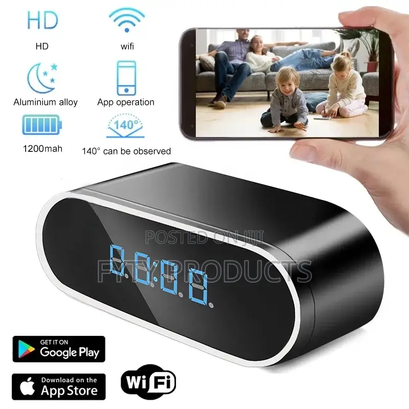 Wifi Security IP Camera 140 Degree Wide Angle Smart Clock