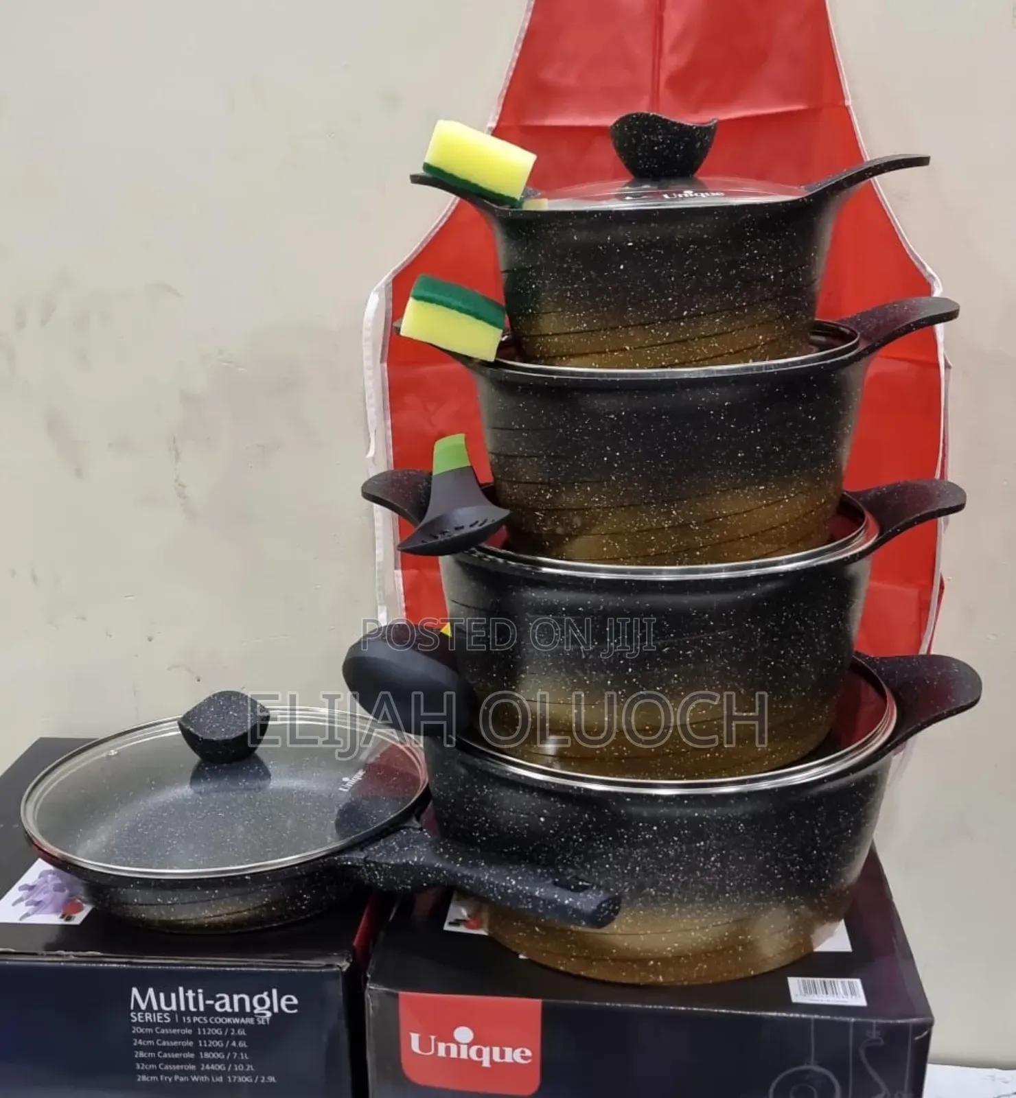 Unique 15pc Multi Angle Heavy Granite Cookware Set