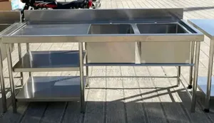 Double Bowl Hand Wash Sink+Undershelves