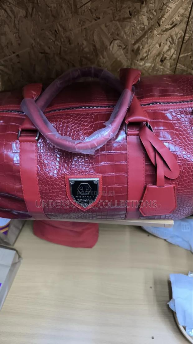 Maroon Leather Duffle Bag - main view