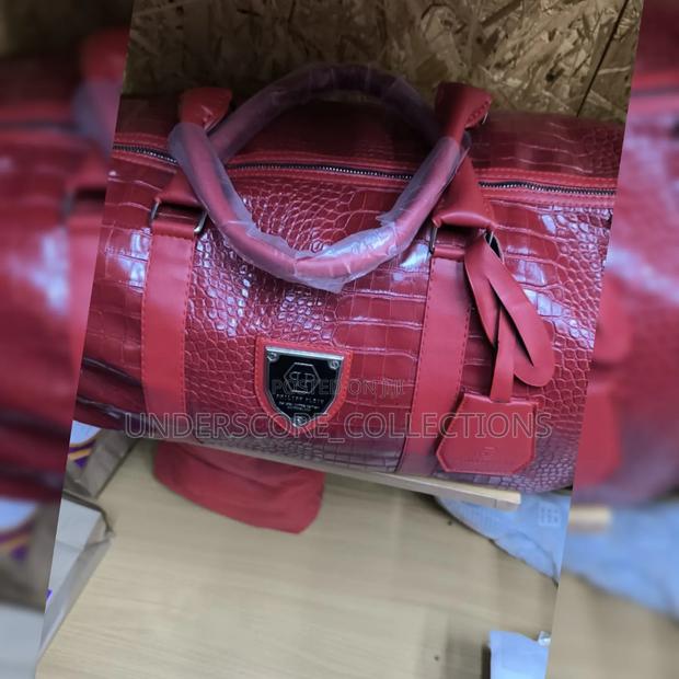 Maroon Leather Duffle Bag - thumbnail 2
